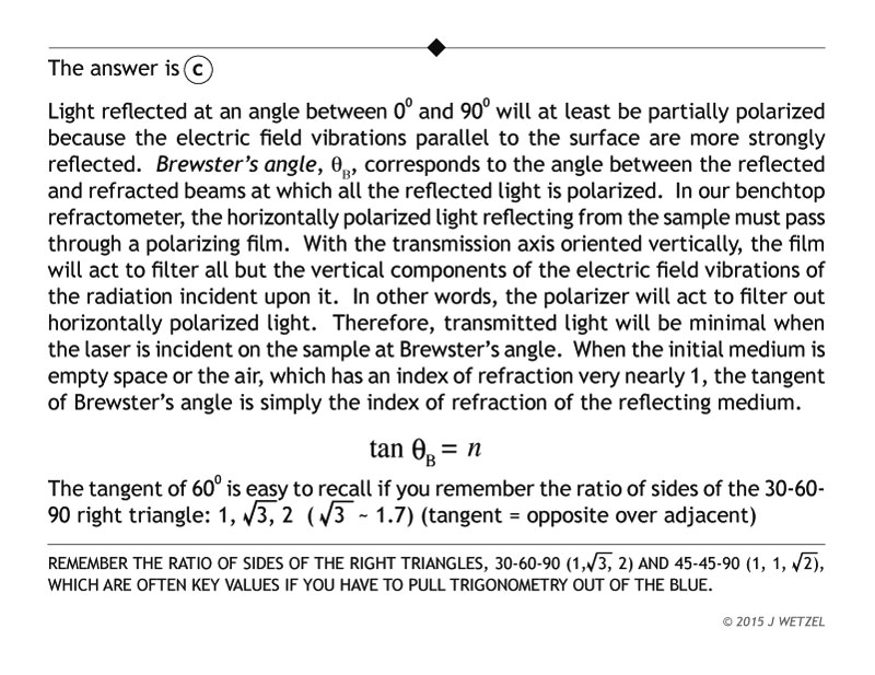 Brewsters angle answer