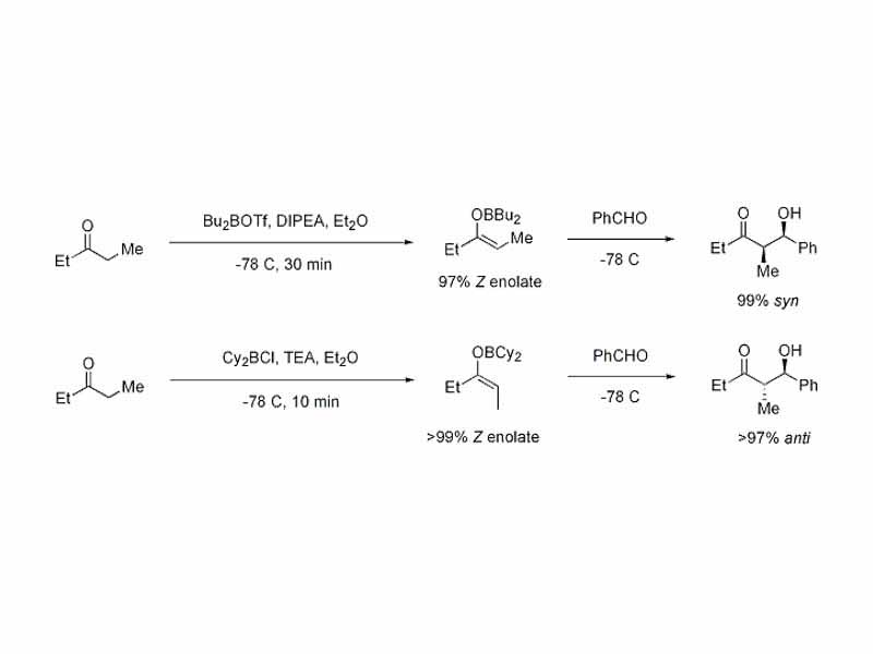Enolate formation - generating the desired enolate geometry (-- In the image, the second reaction scheme should say >99% E-enolate, not Z --)
